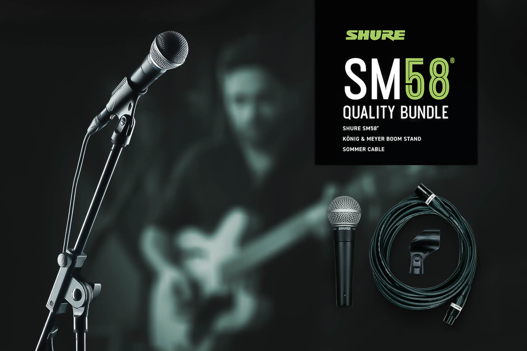 Shure SM58S Mic, Stand, and Cable Kit