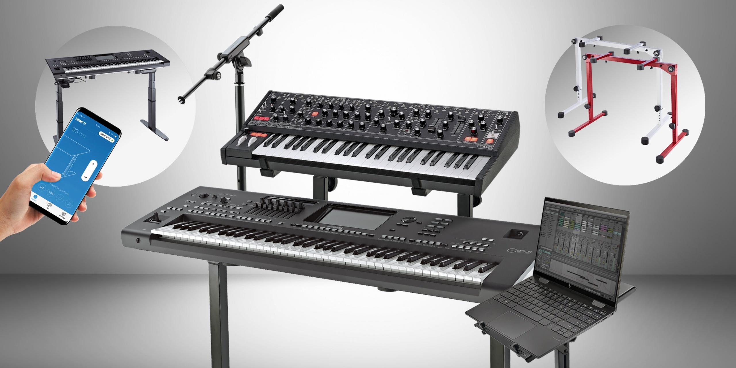 Discover the world of the »Omega« table-style keyboard stands